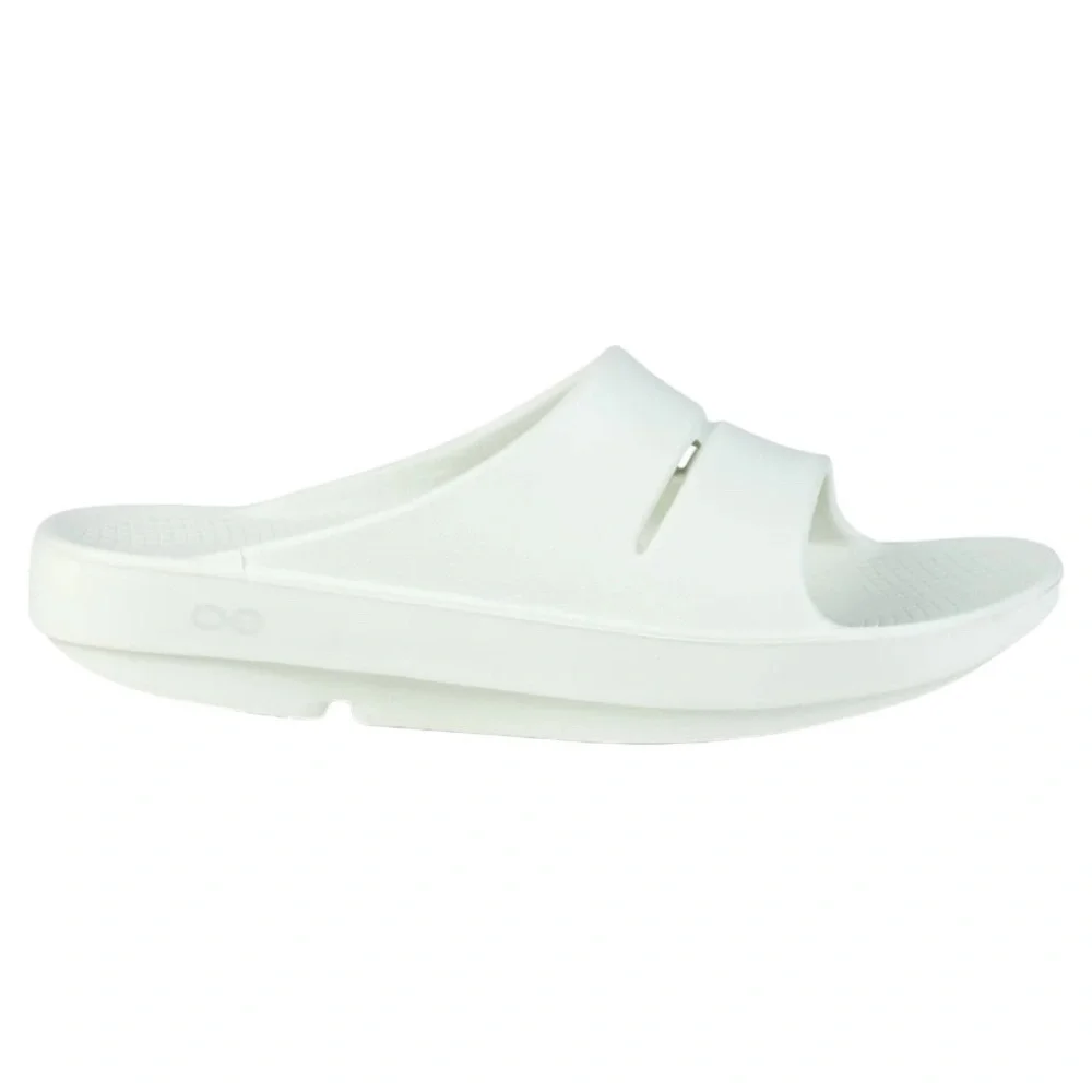 Oofos Ooahh White Slide Sandals